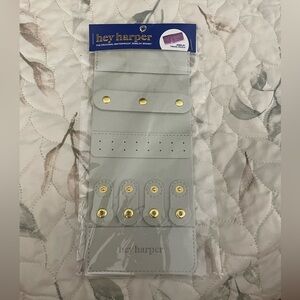 Harper Gray Jewelry Pouch with Gold Accents